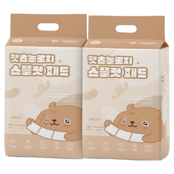 펫츠놀로지 강아지 스플릿 배변패드 교체형, 150개입, 2개 펫츠놀로지 강아지 스플릿 배변패드 교체형, 150개입, 2개