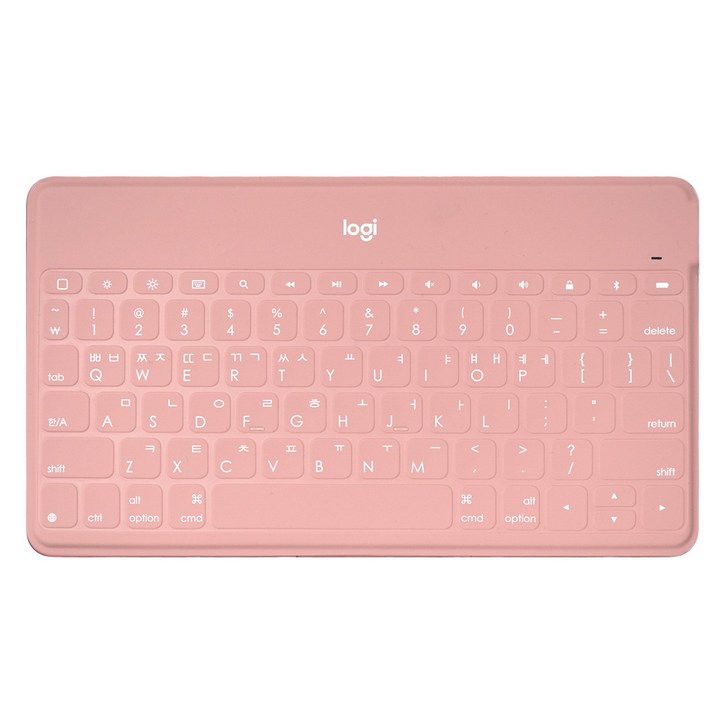 로지텍코리아 KEYS TO GO 애플 호환 블루투스 무선 텐키리스 키보드, 파우더 핑크, YR0052