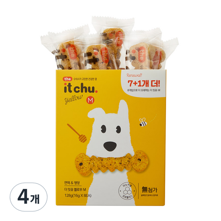 잇츄 옐로우 M 강아지 덴탈껌 128g, 밀웜, 128g, 4개 잇츄 옐로우 M 강아지 덴탈껌 128g, 밀웜, 128g, 4개