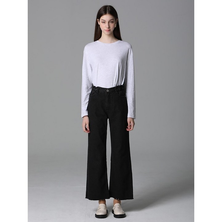 쉬즈미스 사이드 밴딩 와이드 데님 팬츠  택가격 158000원