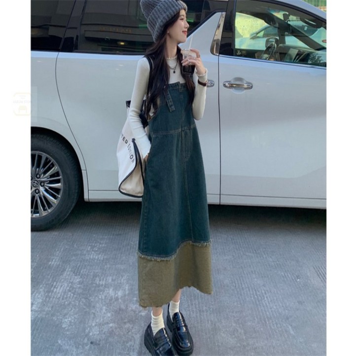끄니스토어 데님 멜빵 원피스 직장인원피스 여자원피스