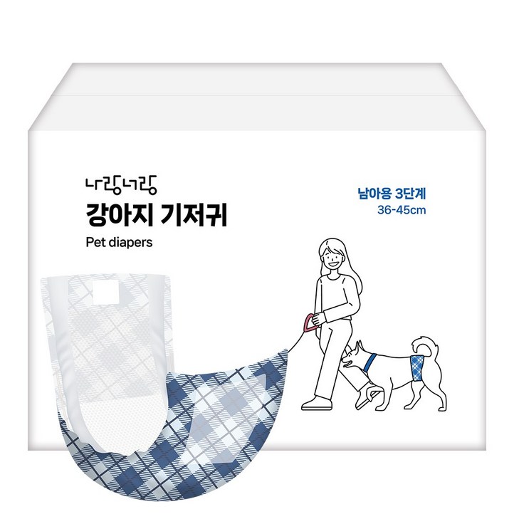 나랑너랑 남아용 강아지 기저귀, 중형, 1개, 100개입 나랑너랑 남아용 강아지 기저귀, 중형, 1개, 100개입