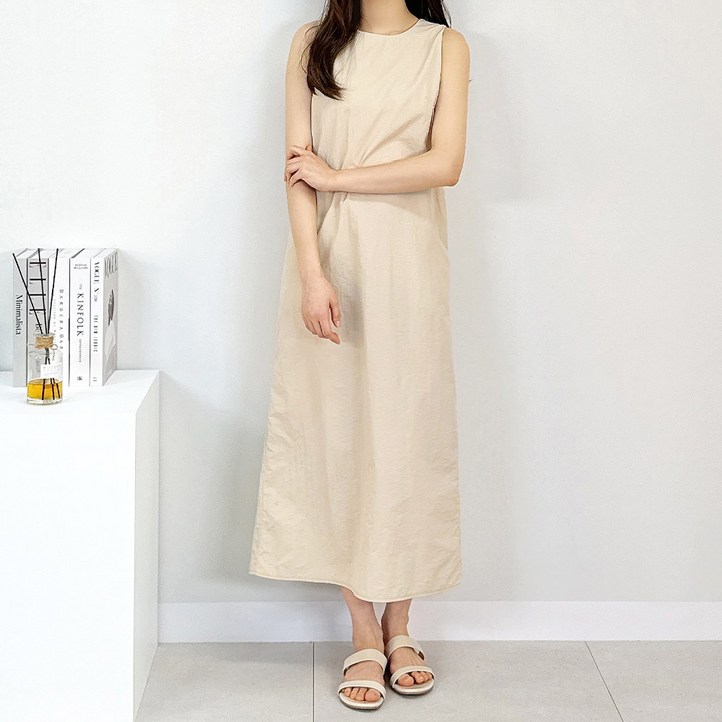 숏롱여성 여름 빅사이즈 로지 바스락 원피스 민소매 나시 롱원피스 S3XL