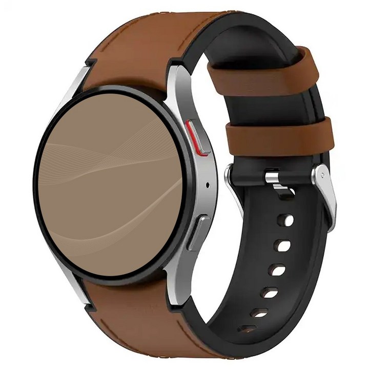 아이메이드잇 갤럭시워치 호환 가죽 실리콘 스트랩 밴드, 브라운, 1개