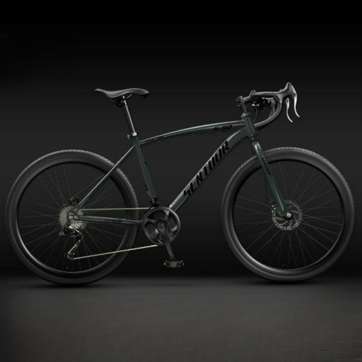 루니브 가벼운 입문용 출퇴근 학생 성인용 24단 로드 자전거, 1개, 155cm, 진회색