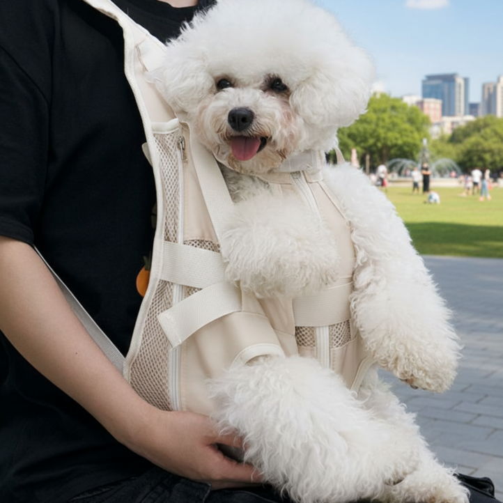 윌로우랩 강아지 앞가방 포대기 이동가방 프론트백, 1개, 아이보리