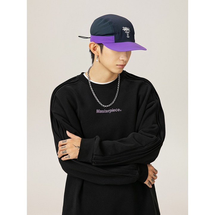 POMTOR 레터링 자수 남녀공용 여성 남성 모던 오버핏 맨투맨
