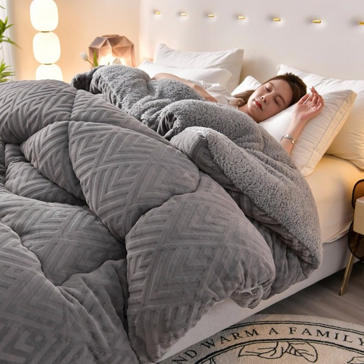 paramicia 겨울이불 극세사 두꺼운 양면 이불, 그레이