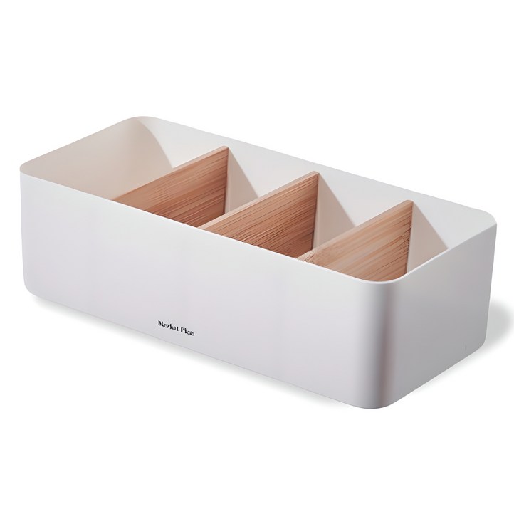 마켓플랜 우드앤화이트 칸막이 수납 정리함 4칸