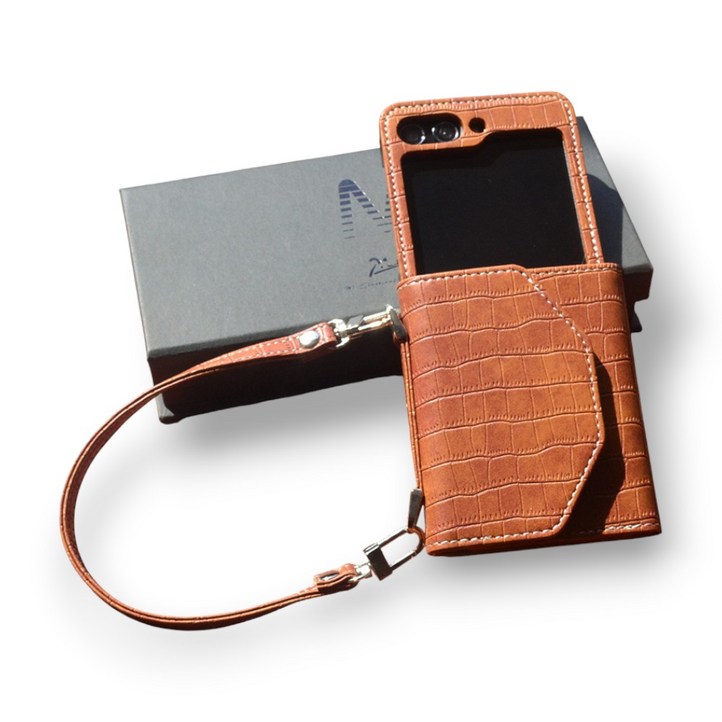 유도리스 갤럭시 Z플립 핸드 스트랩 카트 포켓 가죽 케이스