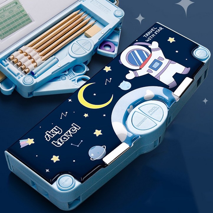 날씨요정 변신필통 초등학생 어린이 신학기 입학선물 학용품, 네이비, 1개