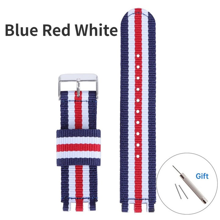워치밴드 SWATCH 스트랩 용 나일론 캔버스 시계 밴드 17mm 20mm 패브릭 팔찌 교체 여성 남성 스포츠 액세서