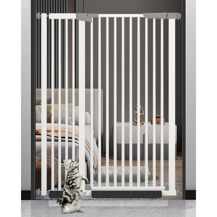리빙가감법 반려동물 프리미엄 반자동 안전문 점프방지 현관 계단 방묘문 안전문 장금장치 강아지 고양이 뛰어난 내구성 안전문, 화이트, 1개