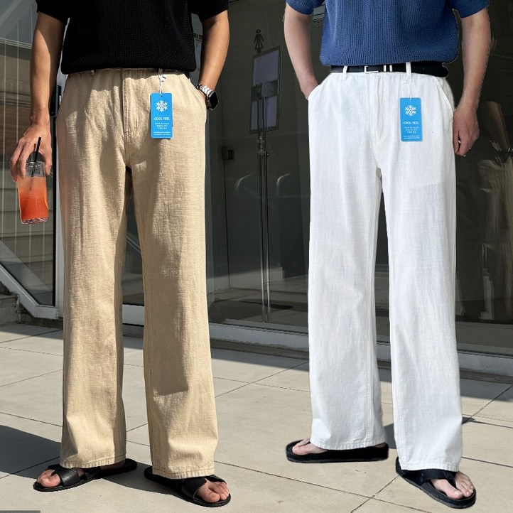 S3XL 슬랍 린넨 리넨 스판 와이드 쿨링 코튼 면바지 팬츠