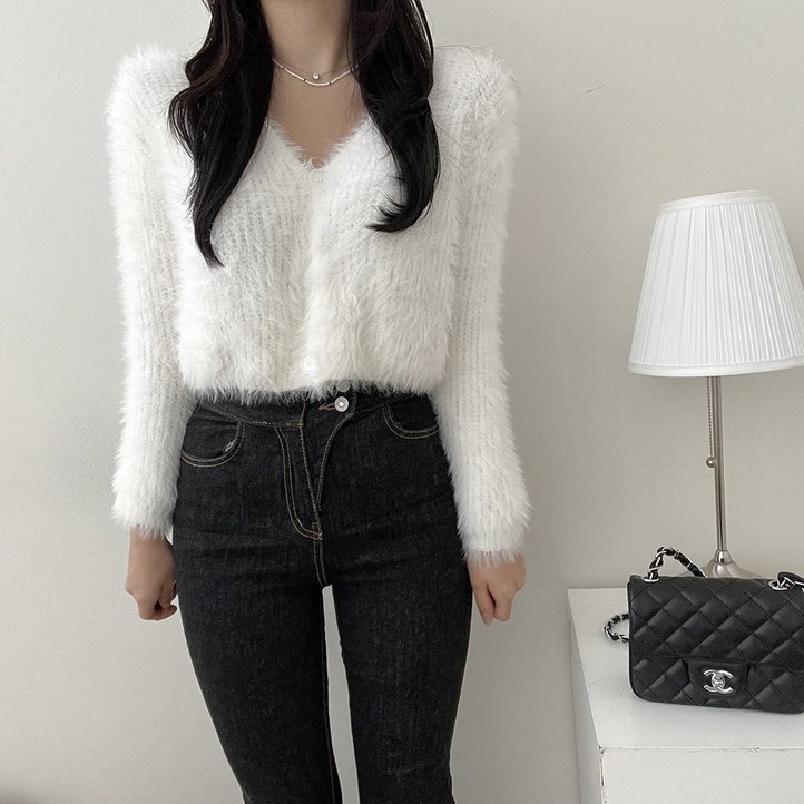 VANANA2 여성 여리핏 파스텔 보송 크롭 앙고라 단추 가디건 VANANA2 여성 여리핏 파스텔 보송 크롭 앙고라 단추 가디건