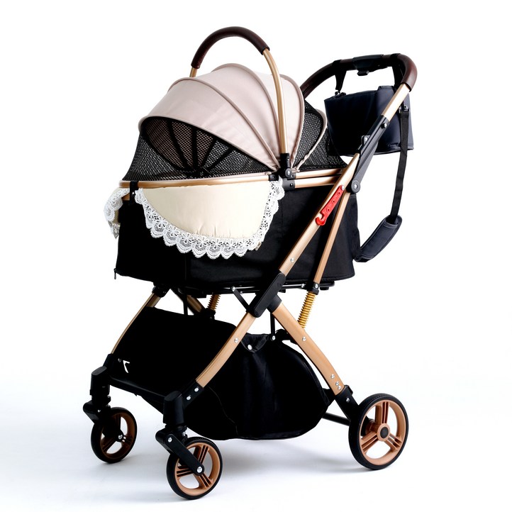 MILALOUIS 강아지 유모차 퀵폴딩 디럭스 강아지유모차 개모차 고양이유모차 강아지유모차 일체형개모차 소형견 대형견까지 사용 가능 애견 유모차 일체형 가드쿠션중정, 1개