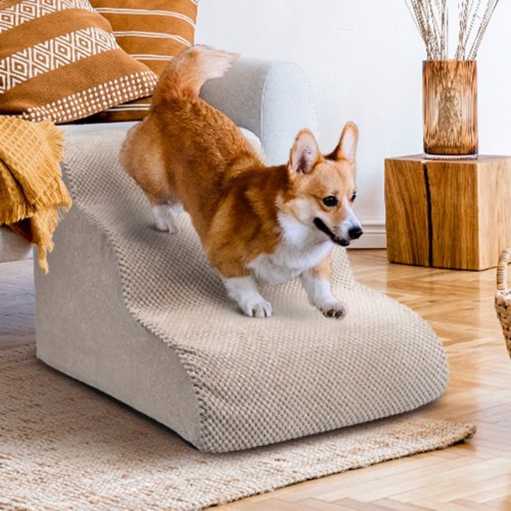 고밀도 스폰지 미끄럼 방지 반려동물 계단 곡선 계단 무릎 압력을 줄이다 개 계단, 3단, 1개