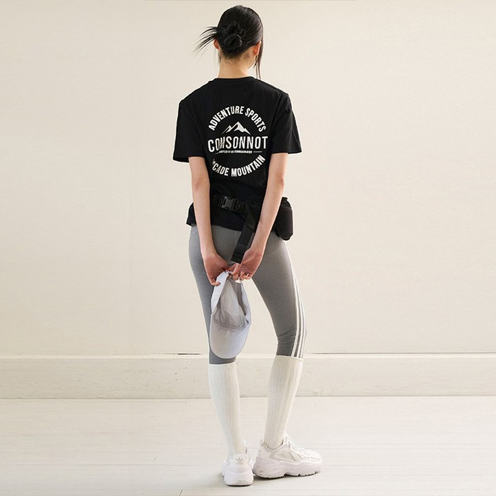 꼼소넛 베이직 로고 나염 하프 코튼 티셔츠 CSOt308 블랙 남녀공용