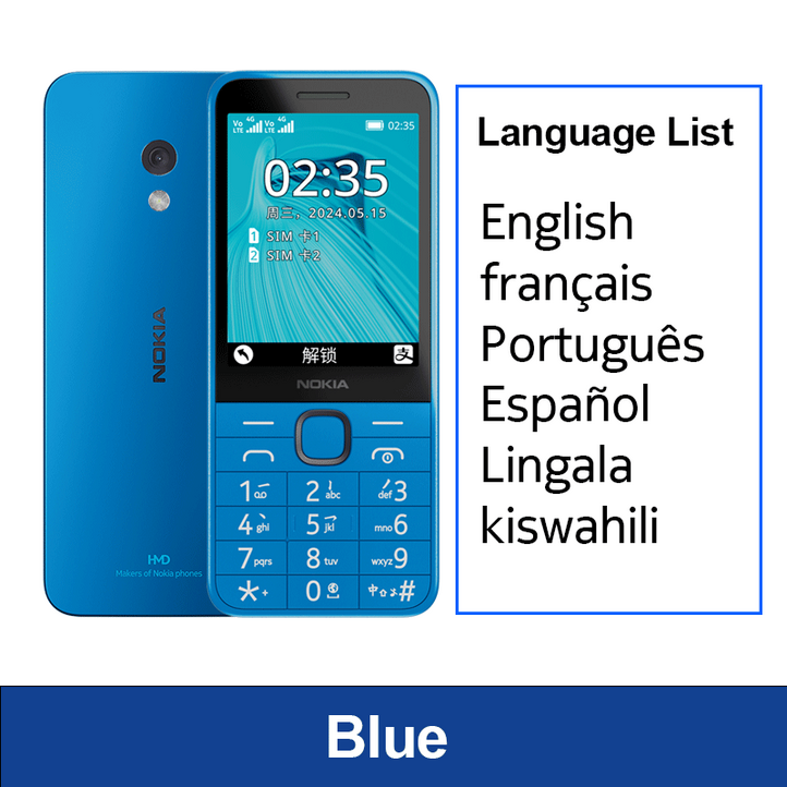 2024 노키아 235 4G 기능 휴대폰, 듀얼 SIM 2MP 카메라, 1450mAh 베터리 블루투스 5.0 FM 라디오 휴대폰,