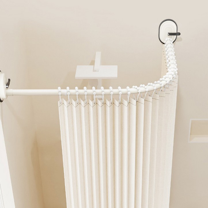 무타공 탈부착 욕실 ㄱ자 코너 샤워커튼 커튼봉 커텐봉 압축봉 90130cm, 컨트화이트, 1개