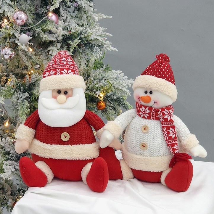 행복한마을 크리스마스 앉은 엔틱산타와 눈사람세트, 혼합색상 6771141970