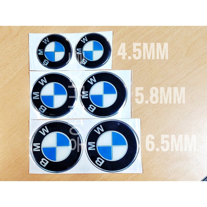 BMW 자동차 오토바이 모토라드 로고 에폭시 3D 스티커 엠블럼, BMW 엠블럼 지름 6.5cm (1쌍)