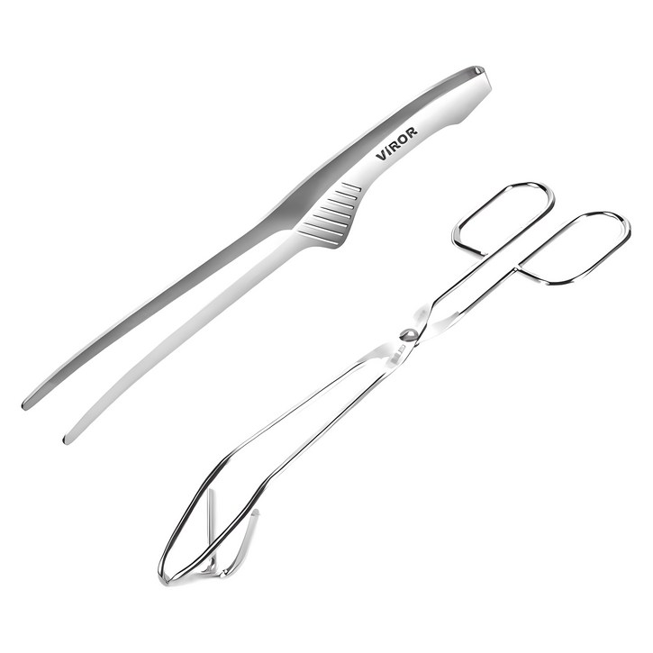 비로르 304 스텐 핀셋 주방 집게  삼각 가위 고기 요리 집게, 단일 색상  단일 색상, 1세트