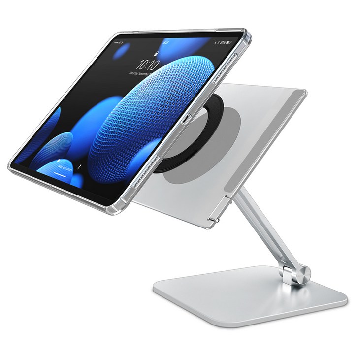 고부기 자석 탈부착 후크 거치대 2IN1 접이식 태블릿PC 스탠드 거치대, 실버, R-TS00-MA60