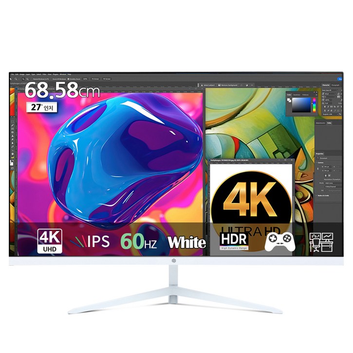 픽셀아트 4K UHD 60Hz IPS 일반 모니터 화이트, 68.58cm, PAU2711W