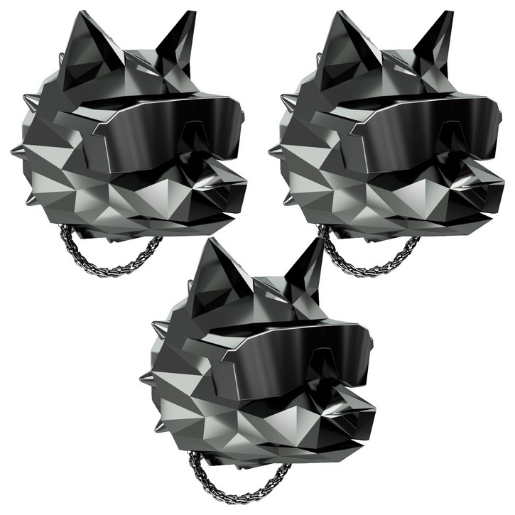 쓰리나인 힙한늑대 불독 프리미엄 차량용 방향제 크롬블랙, 3개, 클린코튼