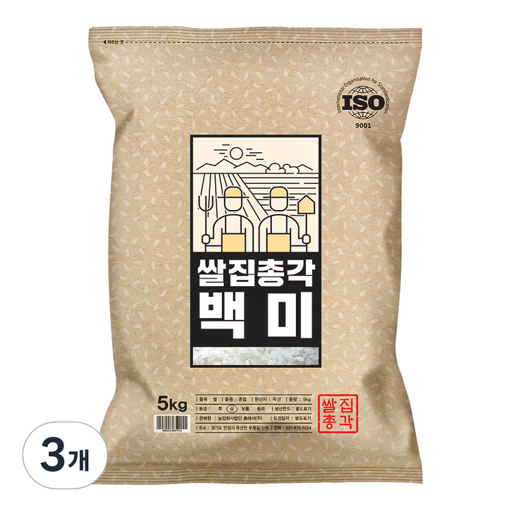 쌀집총각 2024년산 햅쌀 백미 상등급, 5kg상등급, 3개 쌀집총각 2024년산 햅쌀 백미 상등급, 5kg상등급, 3개