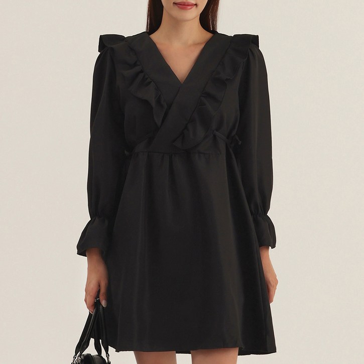 엘쏘 폴인러브 V넥 프릴 숏 원피스