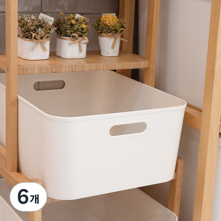 아임홈리빙 국내 제조 더채움 손잡이 팬트리 수납함, 화이트, 6개