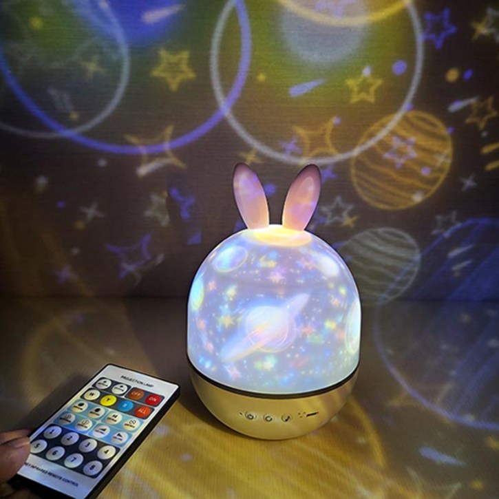 샤인램 멜로디 취침등 led cute elf 오르골빔 토끼 선물포장, 화이트