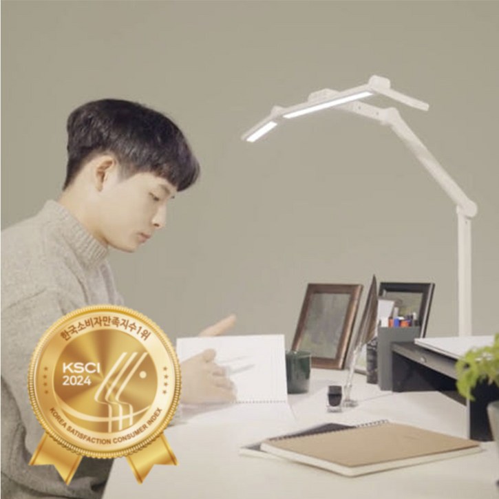 룩스베러 STDL01 스탠드 삼성 시력보호 와이드 책상스탠드, 화이트