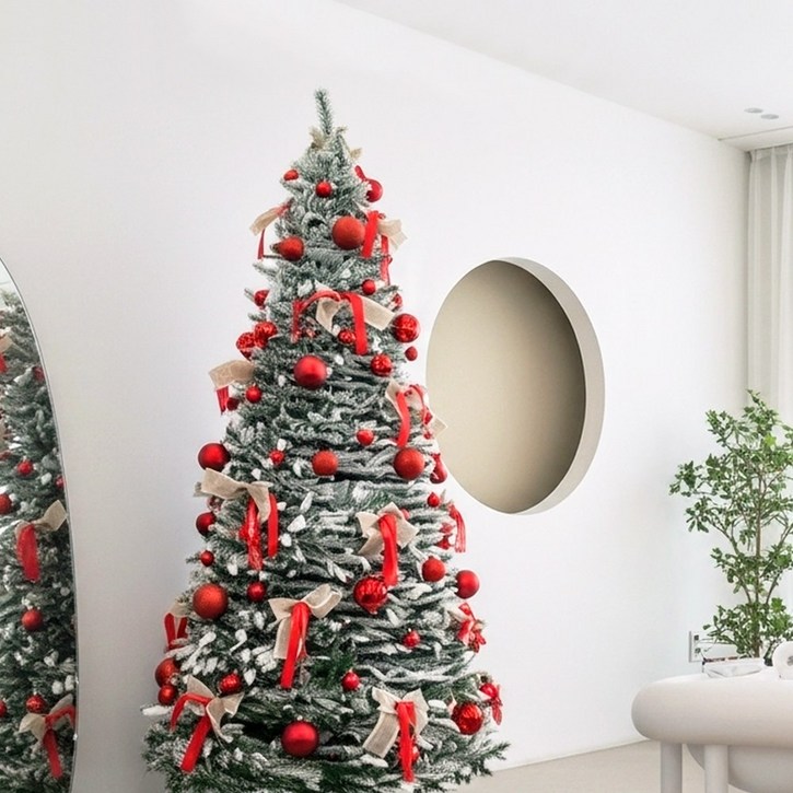 윈터벨 올인원 크리스마스 팝업 원터치 접이식 트리, 레드 [180cm]