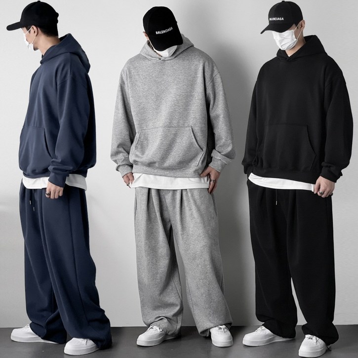 오프앤 탄탄 남자 오버핏 후드 트레이닝복 츄리닝 세트