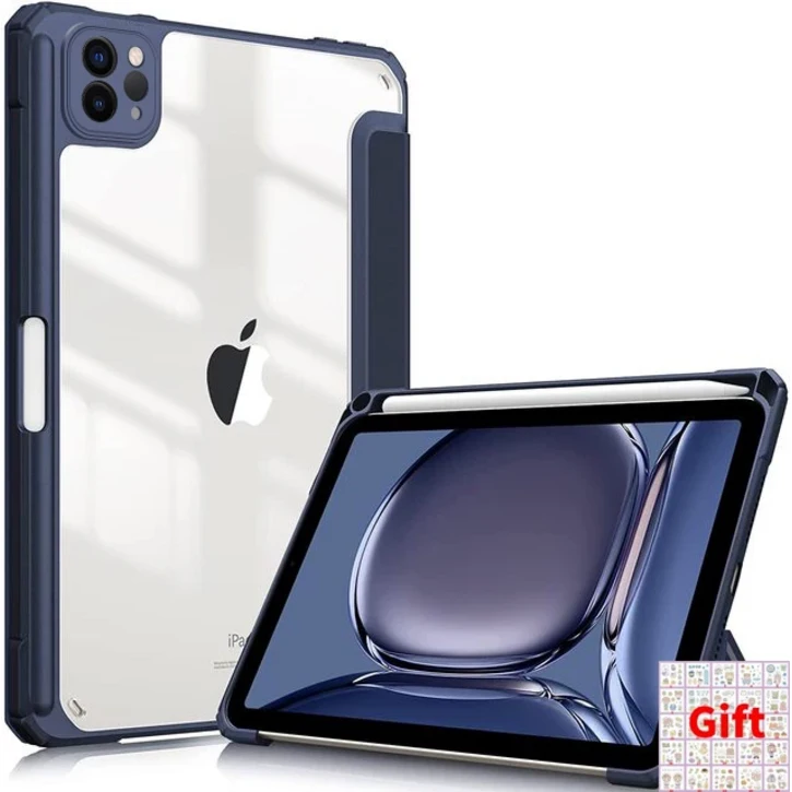 호환가벼운 실리콘 가죽 커버, 아이패드 프로 11 케이스 2024, 에어 4 5 10 세대 13 12 9