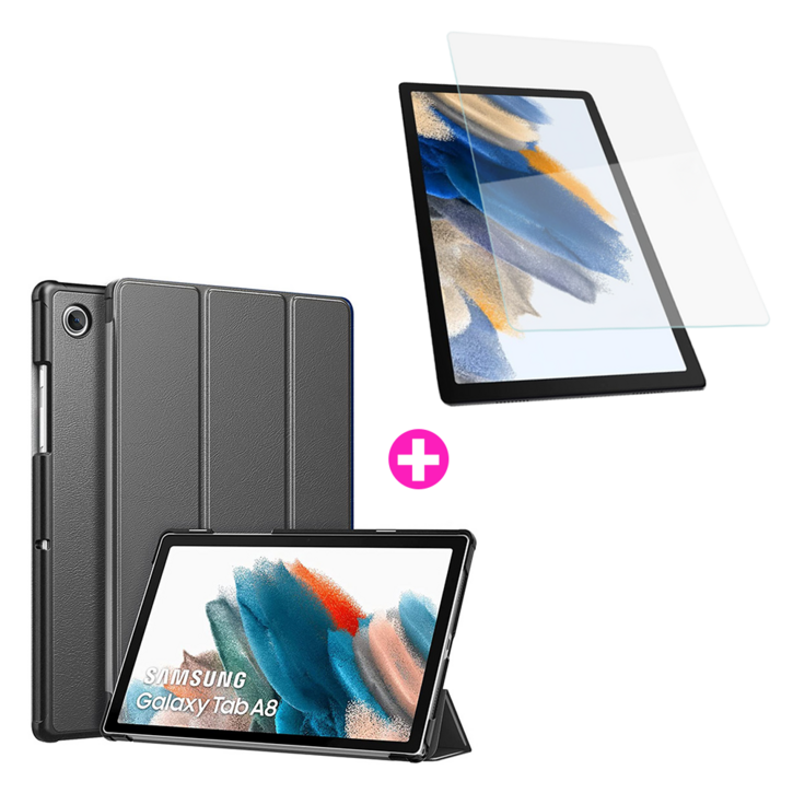 아야 갤럭시 탭 A8 10.5 SMX200 스마트 북커버 케이스  액정 강화유리, 1개
