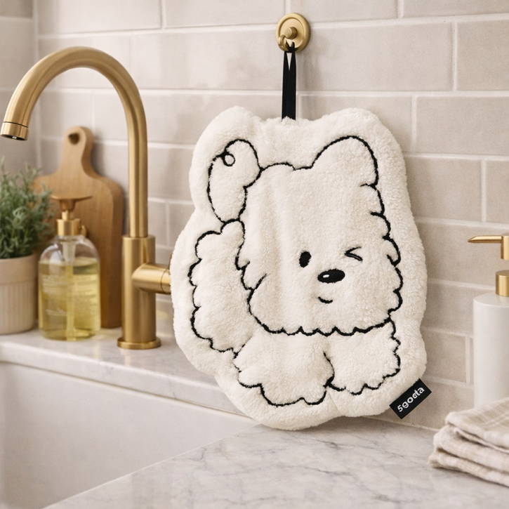 이지몰 윙크 강아지 핸드타올 자수 욕실 주방 걸이 손타월