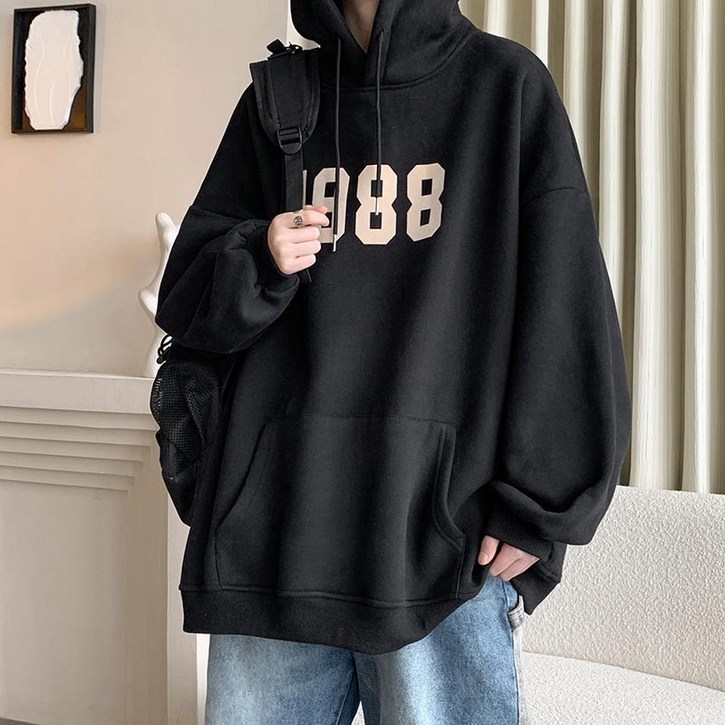 인기 1988 프린팅 맨투맨 레트로 오버핏 후드티 커플 후디