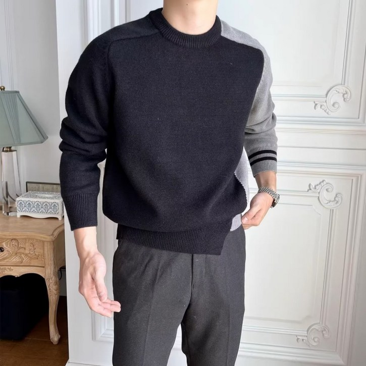 COSYEVNO 남성 니트 가을엣지핏 라운드넥 스타일리쉬 데일리룩 슬림핏 톱 lfhnszzs7