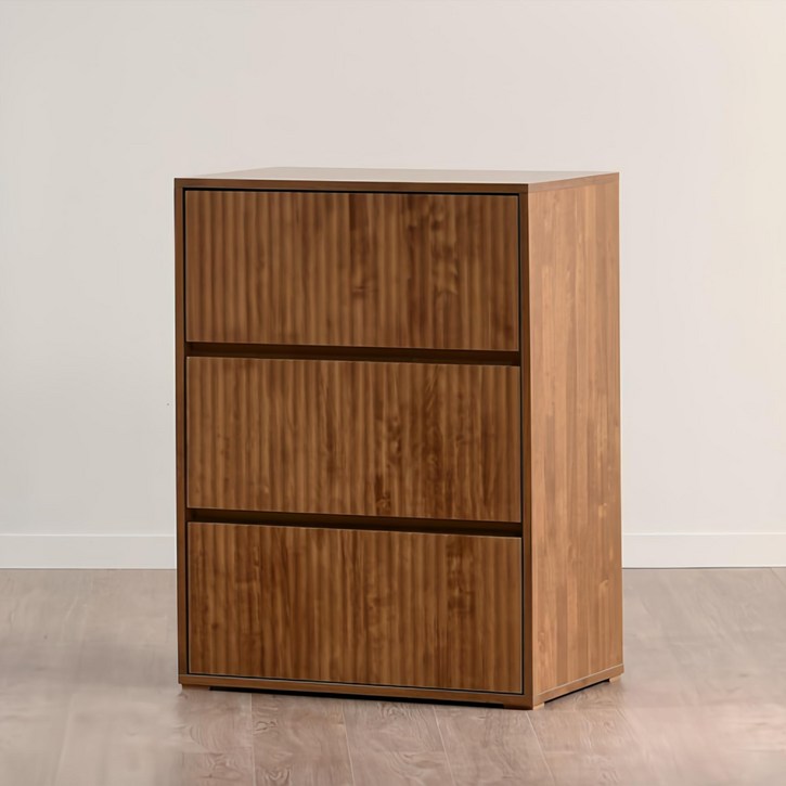 브루노 빌드 600 3단 서랍장 침실 거실 E0등급, 브라운, 3단