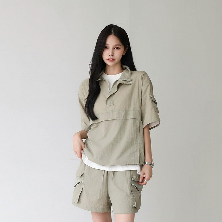 피핀 남녀공용 아노락 터틀넥 매쉬 카고 셋업 CSOs0111