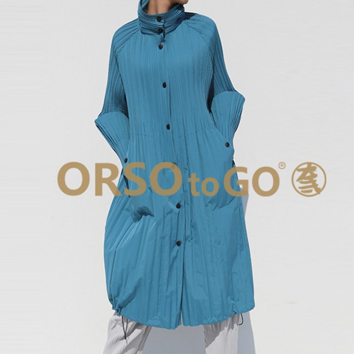 이새이 플리츠 이새이 주름 롱자켓 봄 가을 바람막이 점퍼