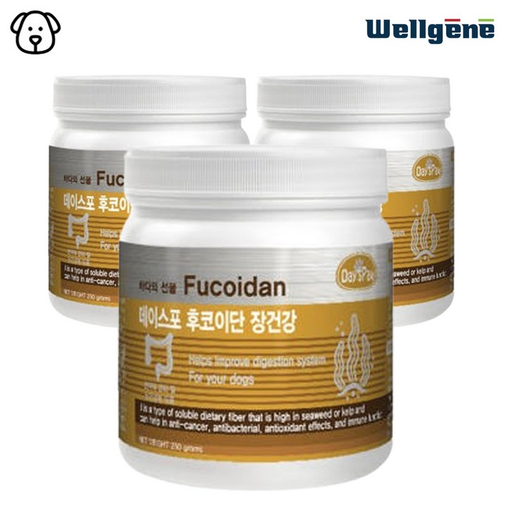 데이스포 후코이단 강아지 영양제 250g 관절 종합 피부 장 영양간식 져키 면역력 간식, 장건강, 3개