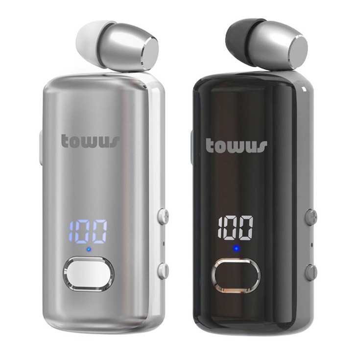 토어스 TOWUS B90C 핸즈프리 원터치 집게형 클립형 멀티페어링 C타입 블루투스 무선 이어폰, 실버