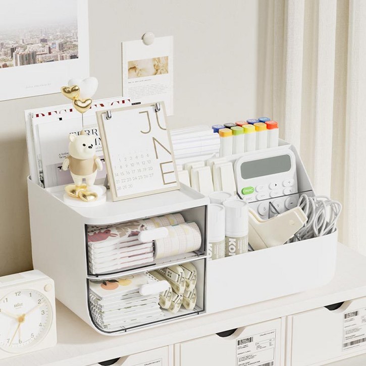 살림포엣 분리형 책상 멀티 수납함, 화이트