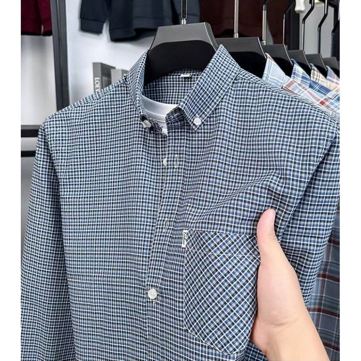 남성 가을 간절기 면100 체크 남방 긴팔 셔츠