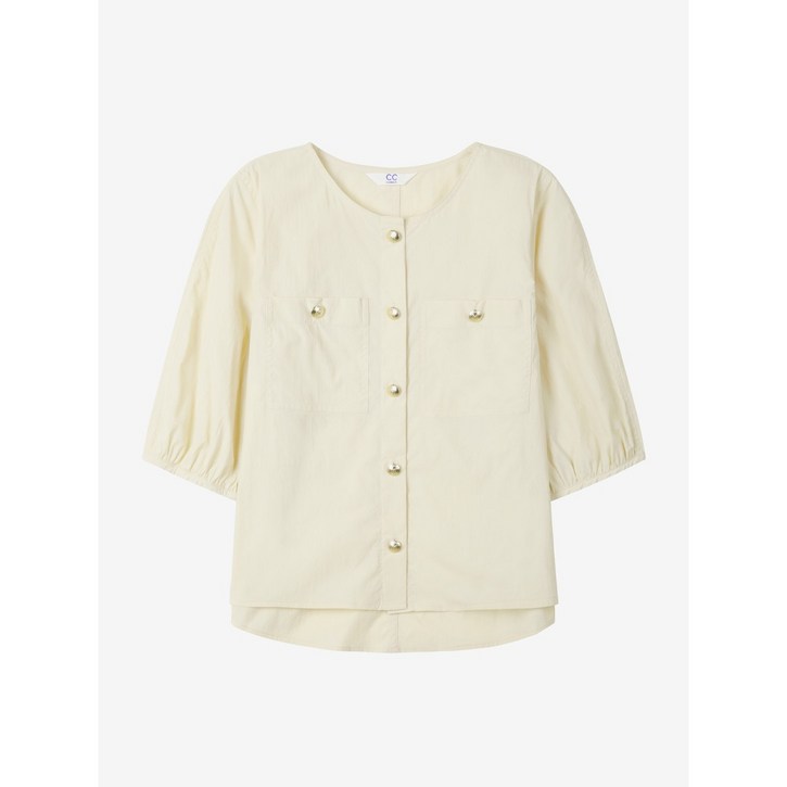 씨씨콜렉트 중계점 볼륨 슬리브 버튼업 블라우스 E253PSC124